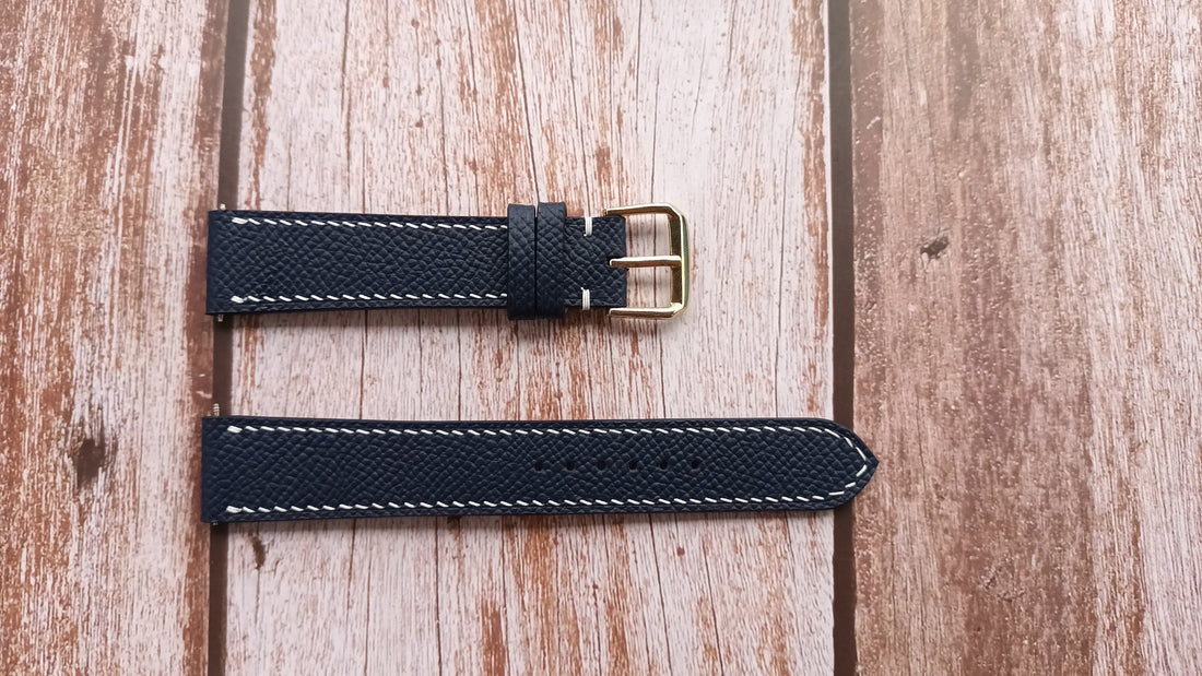 Navy Epsom Leather Strap For Carpenter M22 Watch