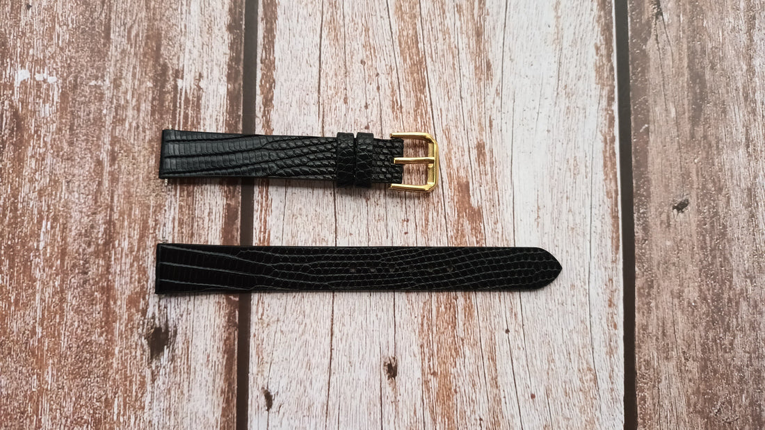 Black Full Grain Lizard Leather Strap For Cartier Tank - Ladies Watch