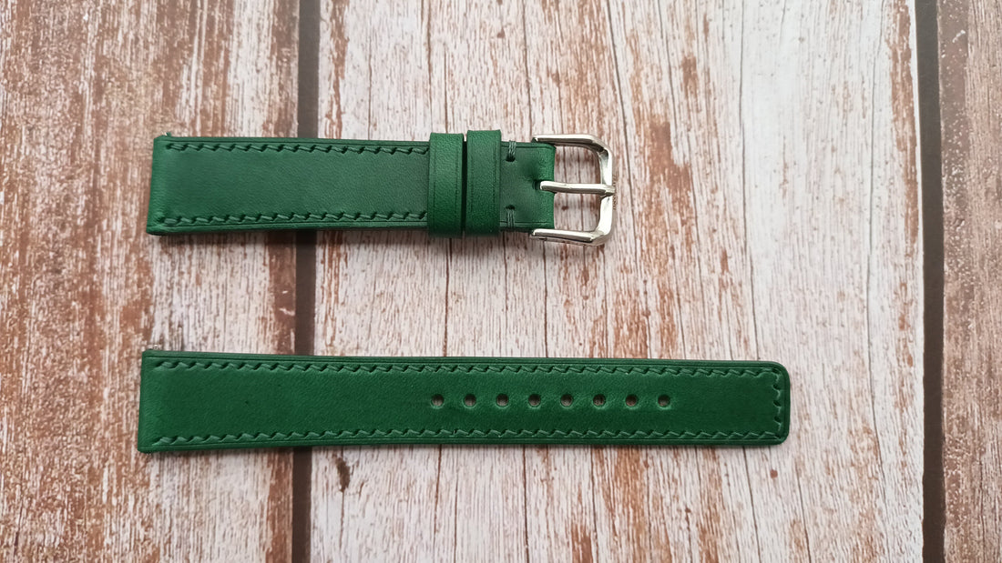 Green Italian Veg Tanned Buttero Leather Strap For Accutron Spaceview Watch