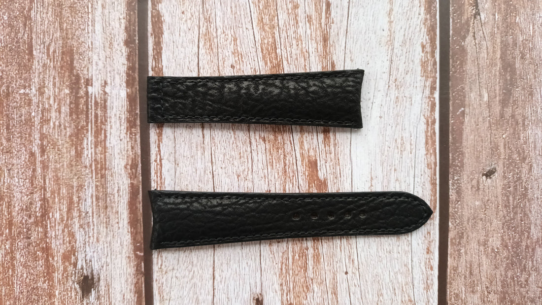 Black Full Grain Shark Skin Leather Strap For FC-303XR6B4/6 Watch