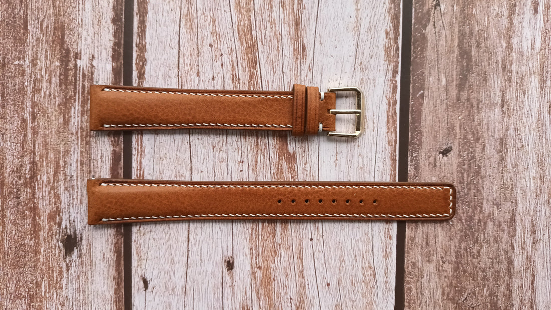 Brown Italian Veg Tanned Minerva Leather Strap For SAMSUNG Galaxy Watch 4 Classic 42mm Smartwatch
