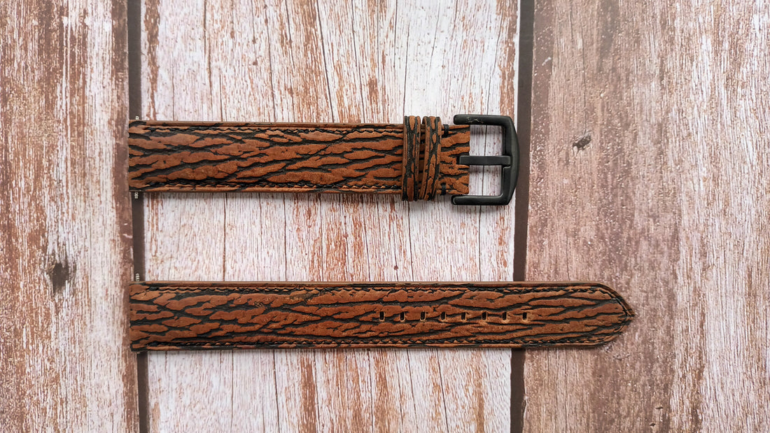 Brown Full Grain Shark Skin Leather Strap For Citizen BM8475-26E Watch