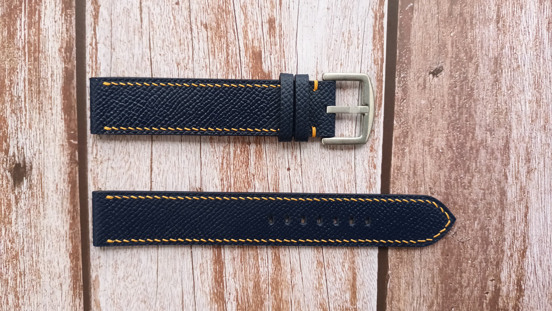 Navy Epsom Leather Strap For Citizen Nighthawk Blue Angels BJ 7007-02L Watch