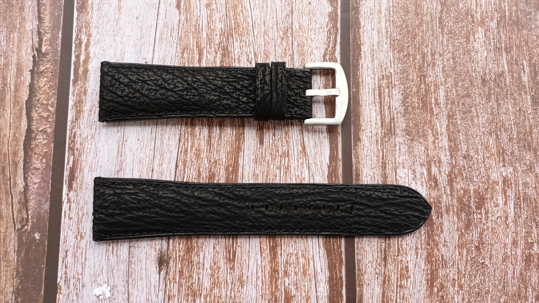 Black Full Grain Shark Skin Leather Strap For Panerai Luminor Regatta Watch