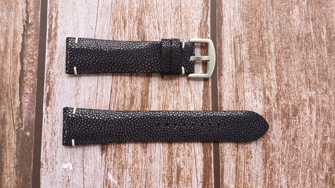 Black Full Grain Stingray Leather Strap For Panerai Luminor Regatta Watch