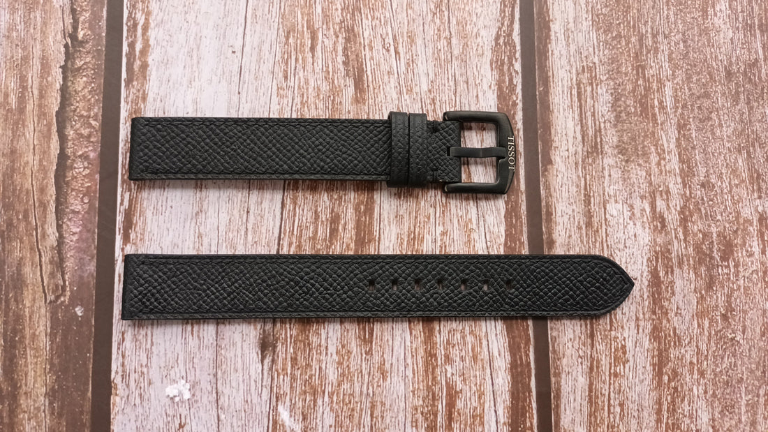 Black Epsom Leather Strap For Tissot Luxury Powermatic 80 Watch