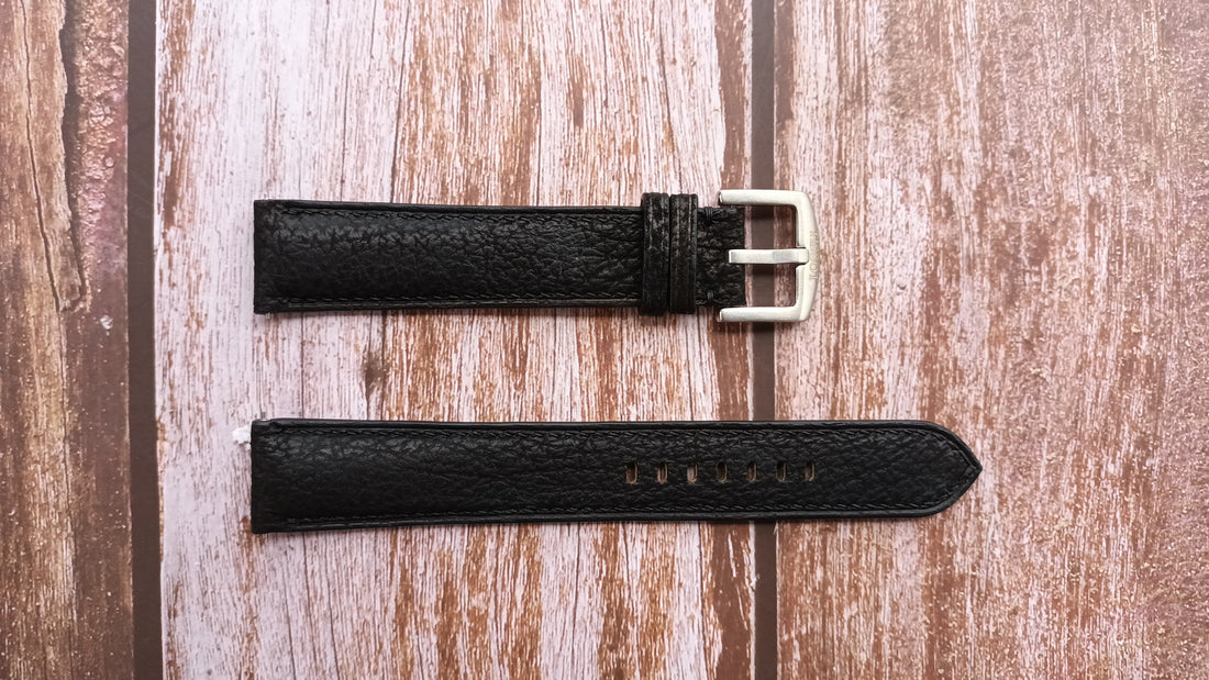 Black Full Grain Shark Skin Leather Strap For Tissot Luxury Powermatic 80 Watch