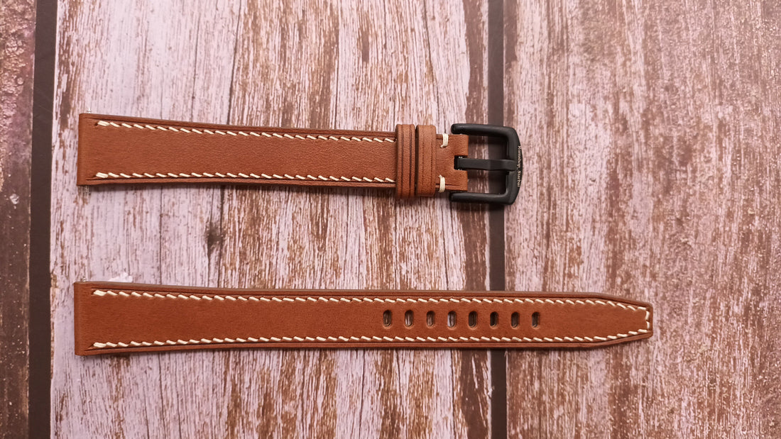 Brown Italian Veg Tanned Buttero Leather Strap For Fossil ME3207 Watch