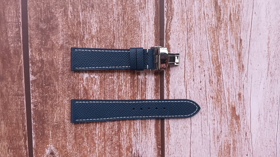 Navy Epsom Leather Strap For Orient RA-AS0011S10B Watch
