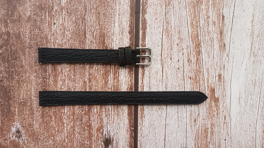 Black Full Grain Shark Skin Leather Strap