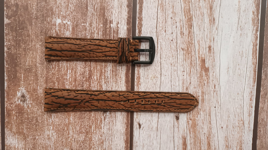 Brown Full Grain Shark Skin Leather Strap For Bulova Watch