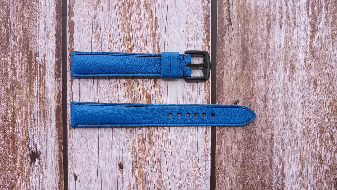 Blue Alran Goat Leather Strap For Padded Watch