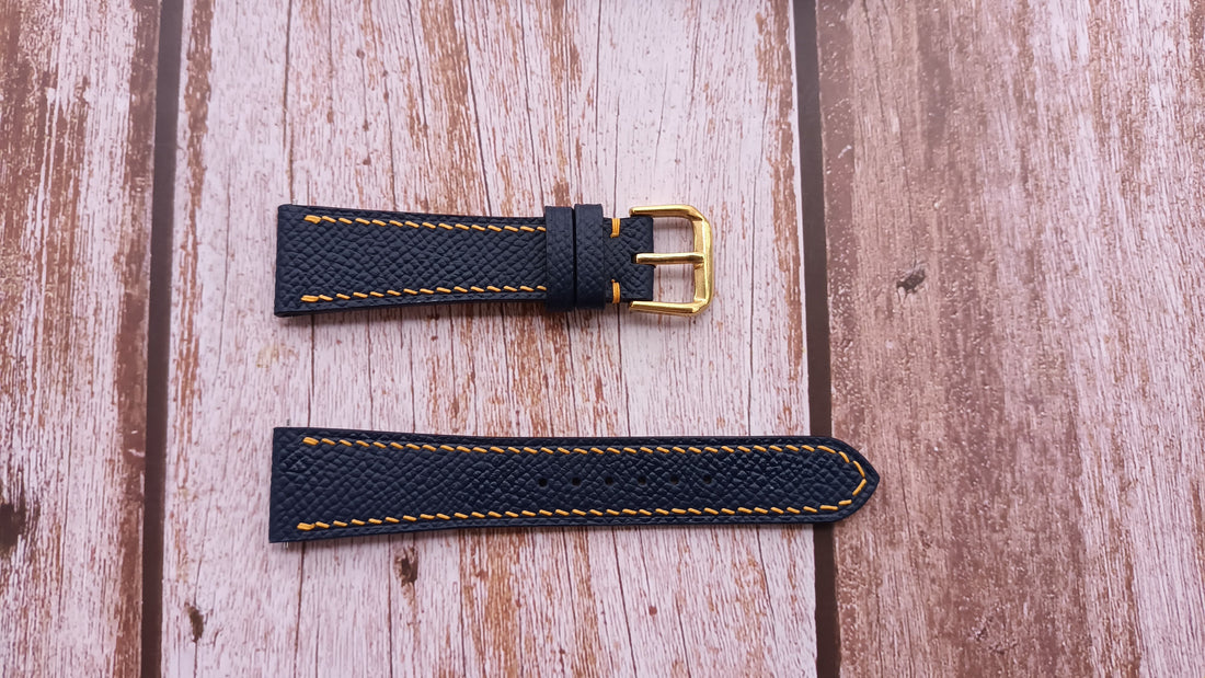 Navy Epsom Leather Strap For Rolex Submariner 16613 Watch