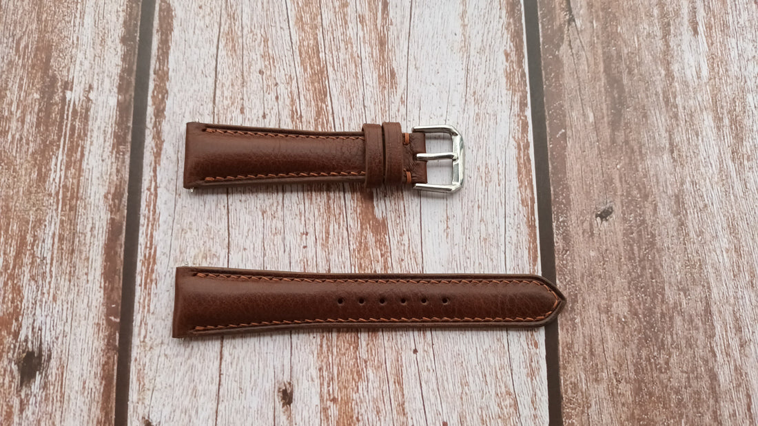 Brown Italian Veg Tanned Minerva Leather Strap For Rolex Day-Date Watch