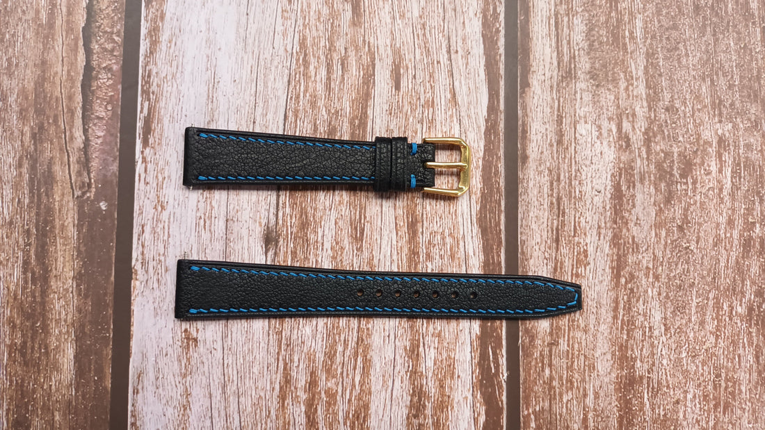 Black Alran Goat Leather Strap For Brequet Classique Watch