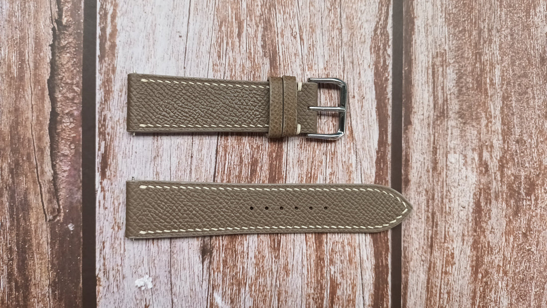 Gray Epsom Leather Strap For Seiko Shogun SBDC131 Watch
