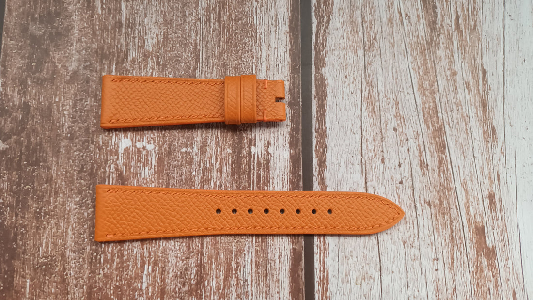 Orange Epsom Leather Strap For Tudor Black Bay 925 Watch