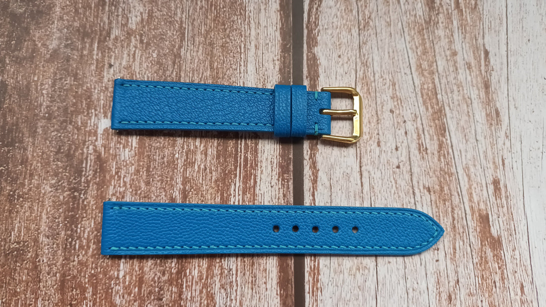Blue Alran Goat Leather Strap For Garmin VenuS2 Watch