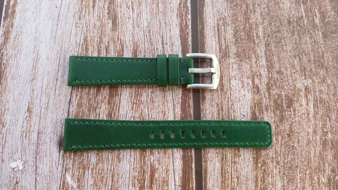 Green Italian Veg Tanned Buttero Leather Strap For Accutron Spaceview Watch