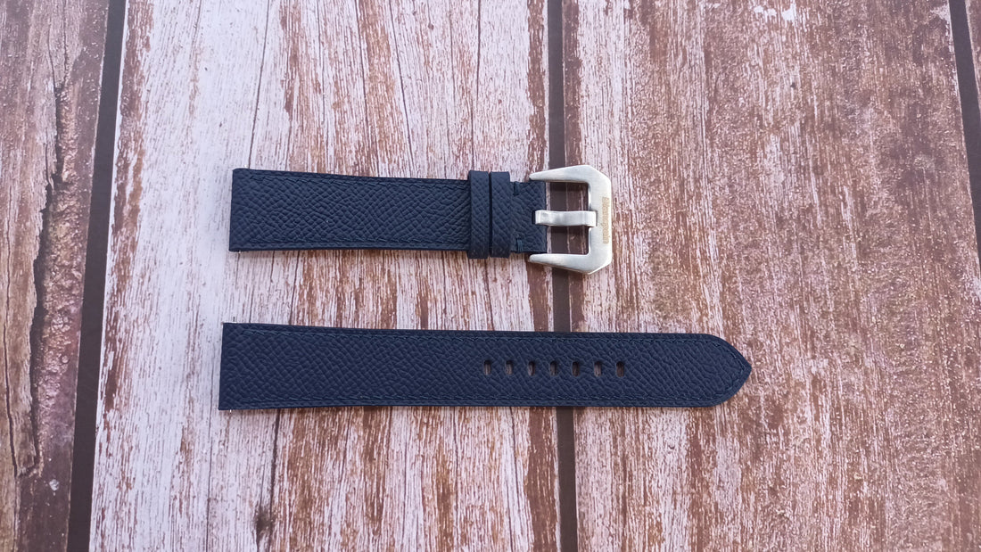 Navy Epsom Leather Strap For Seiko Skx0 Watch