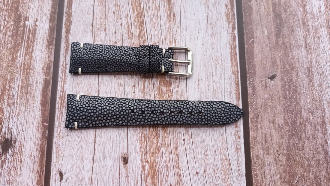 Black Full Grain Stingray Leather Strap For Audemars Piguet Millenary Watch