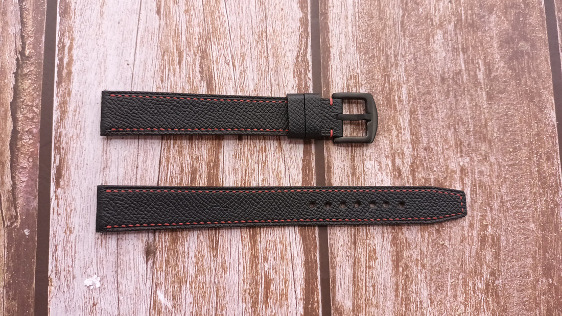 Black Epsom Leather Strap For Samsung Galaxy Watch 4