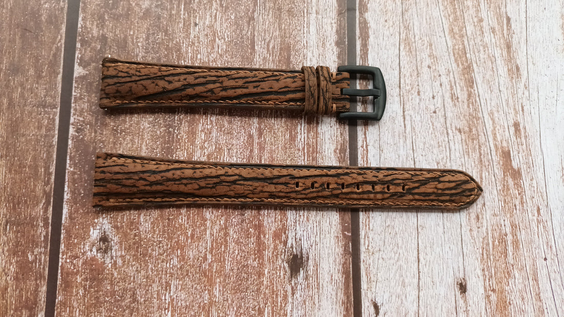 Brown Full Grain Shark Skin Leather Strap For Horage Watch