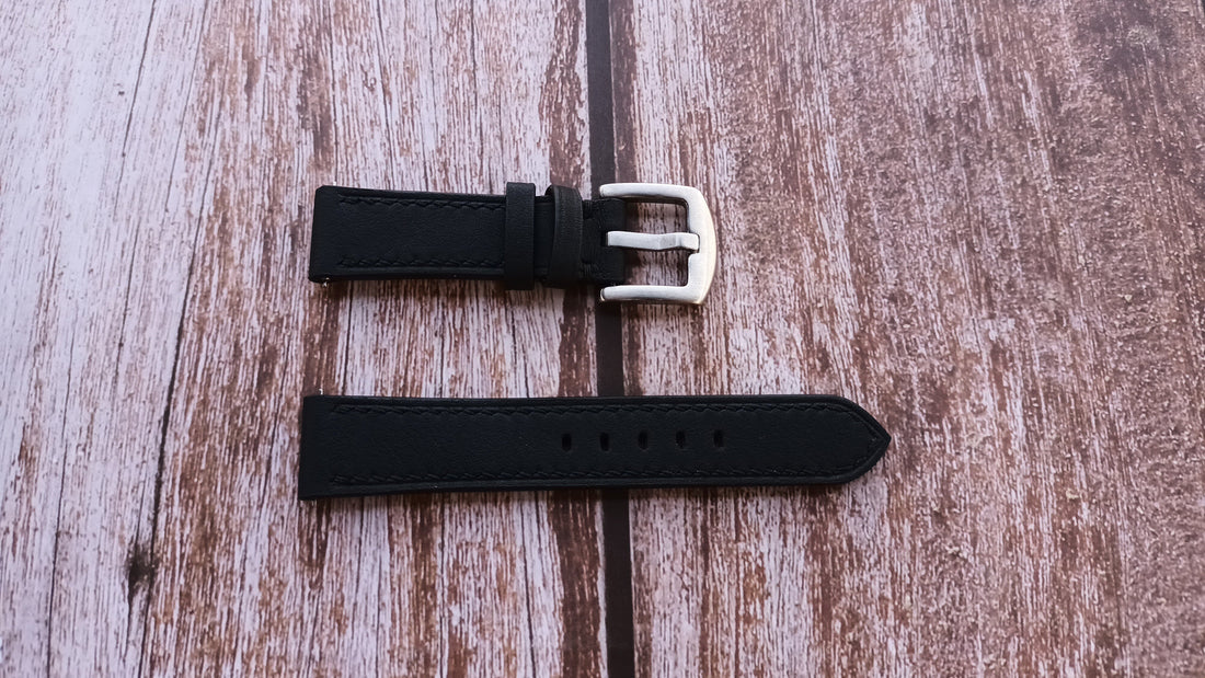 Black Swift Leather Strap For Oris 36mm Big Crown Date Pointer Watch