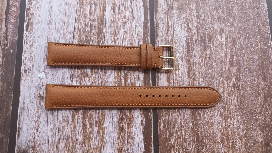 Brown Italian Veg Tanned Minerva Leather Strap For Invicta model white face "gold accents" Watch