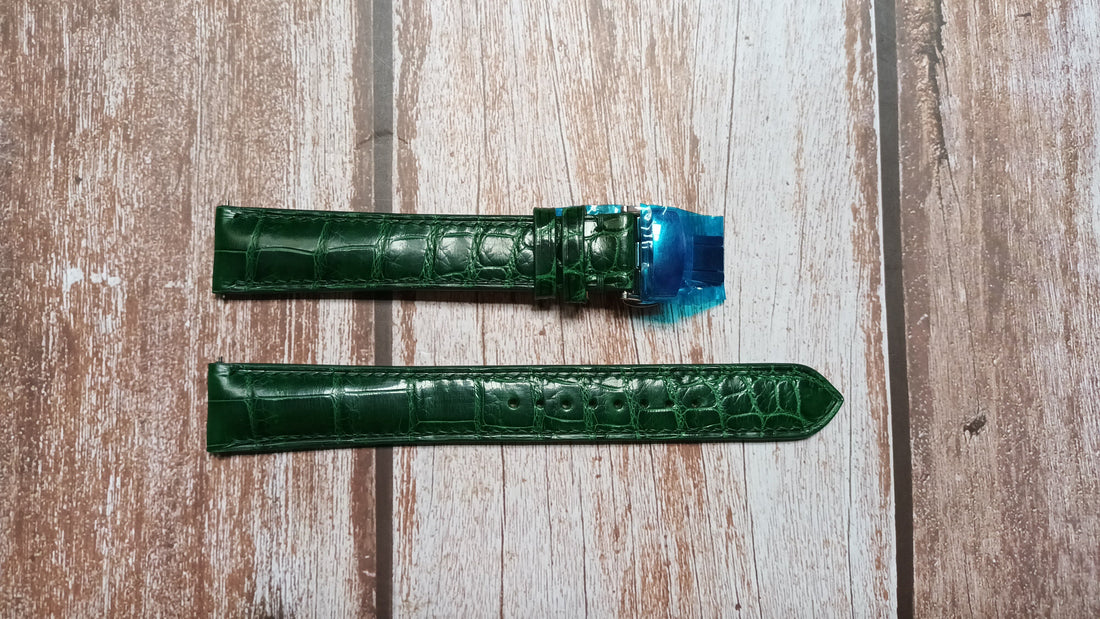 Green Full Grain Crocodile Leather Strap For Tissot Watch