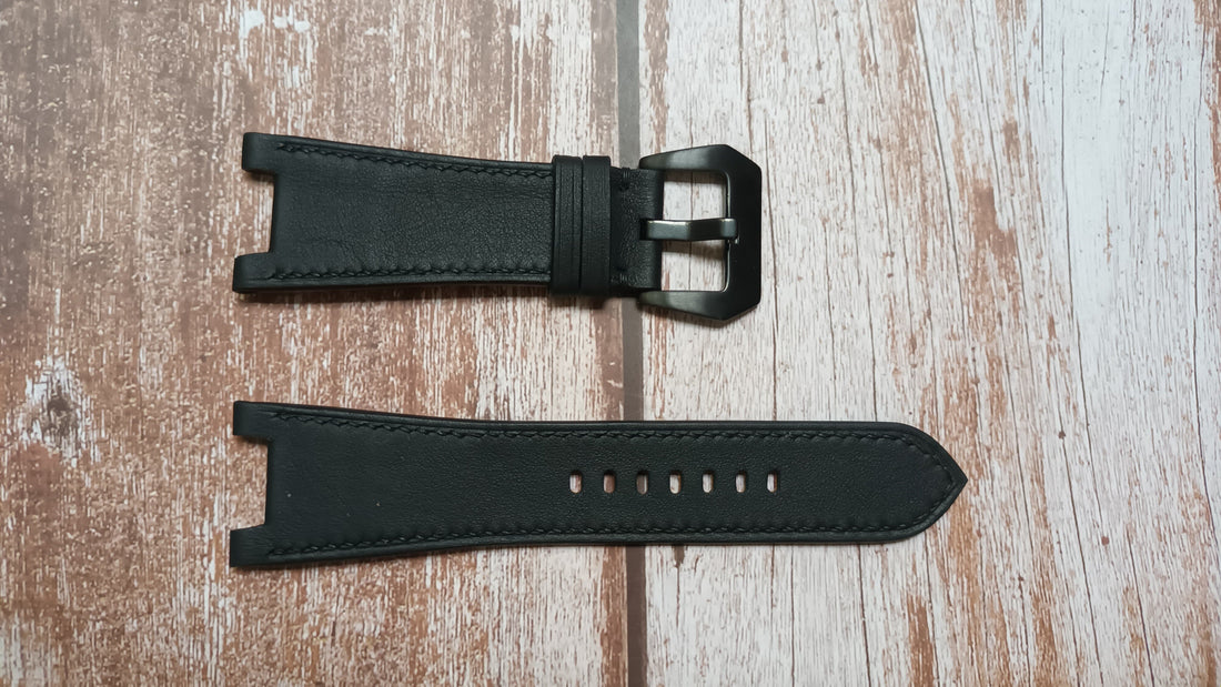 Custom Notched Strap- Black Swift Leather