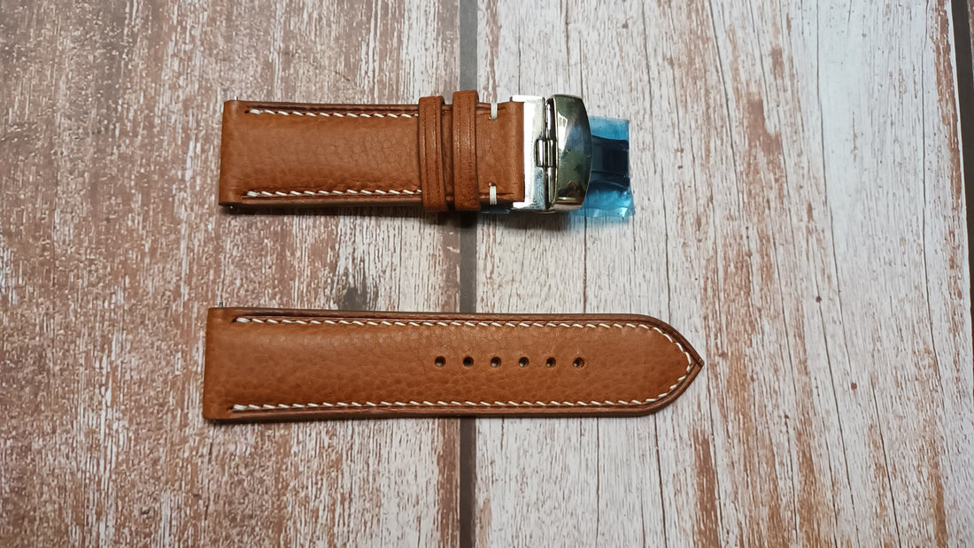 Brown Italian Veg Tanned Minerva Leather Strap For Cartier tank must XL Watch