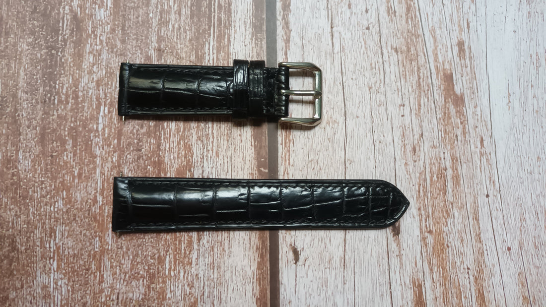 Black Full Grain Crocodile Leather Strap For Montblanc Star 7003 Watch