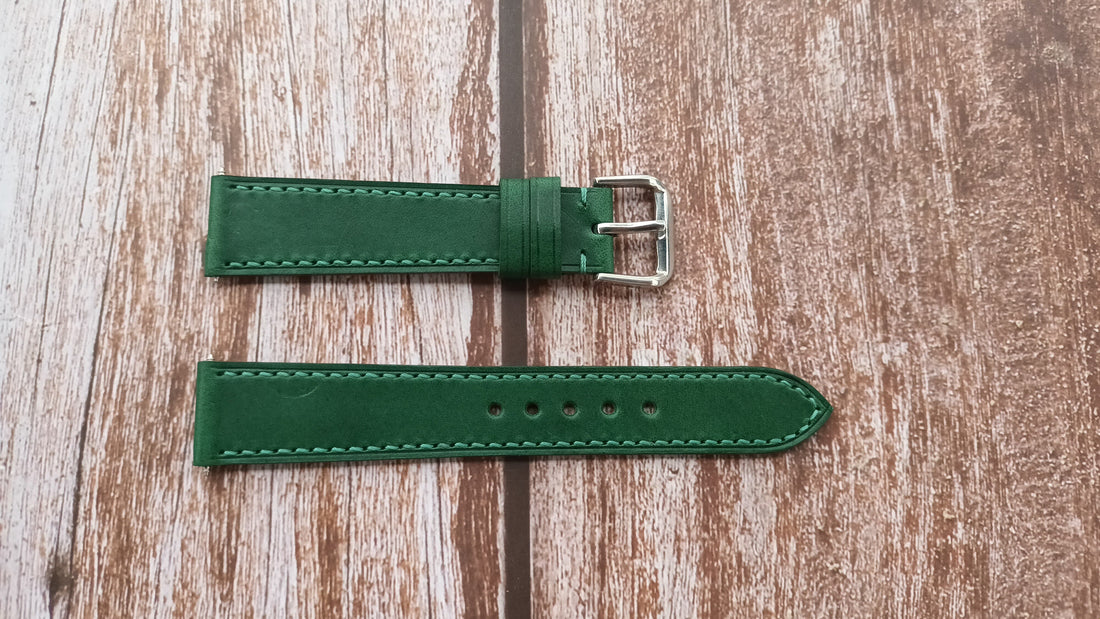 Green Italian Veg Tanned Buttero Leather Strap For Burberry BU 9129 Watch