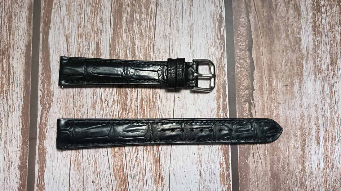 Black Full Grain Crocodile Leather Strap For Frank Muller Master Banker Watch