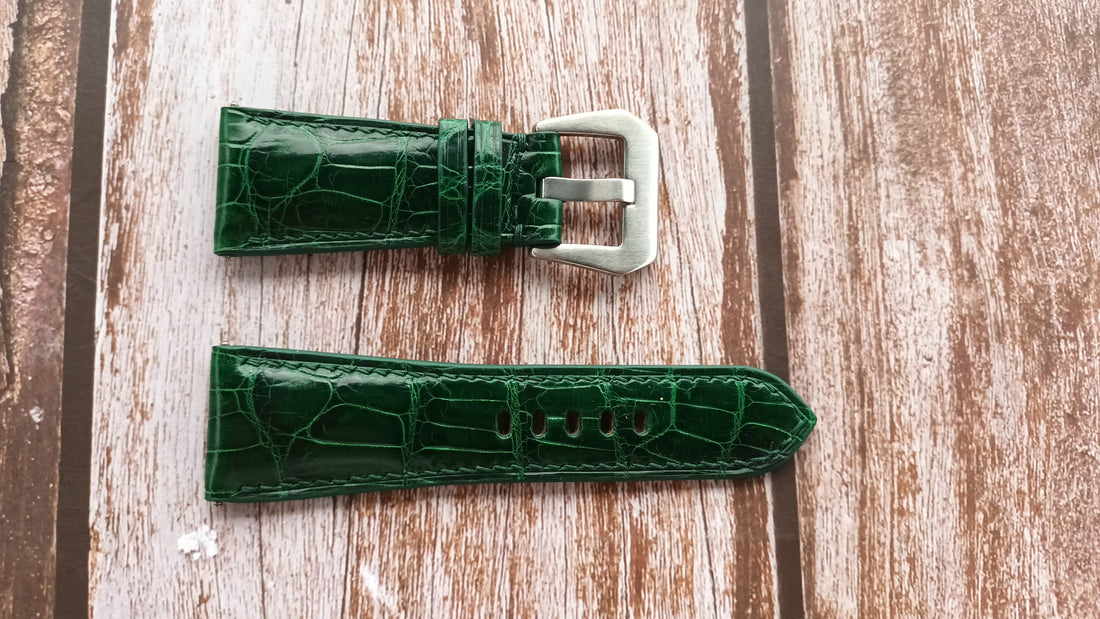 Green Full Grain Crocodile Leather Strap For Panerai Radiomir Pam231 Watch