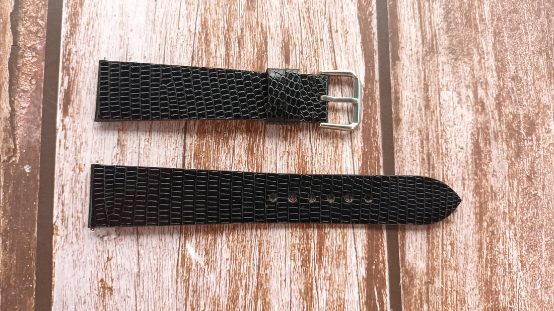 Black Full Grain Lizard Leather Strap For Balmer Automatic 4642-23 Watch