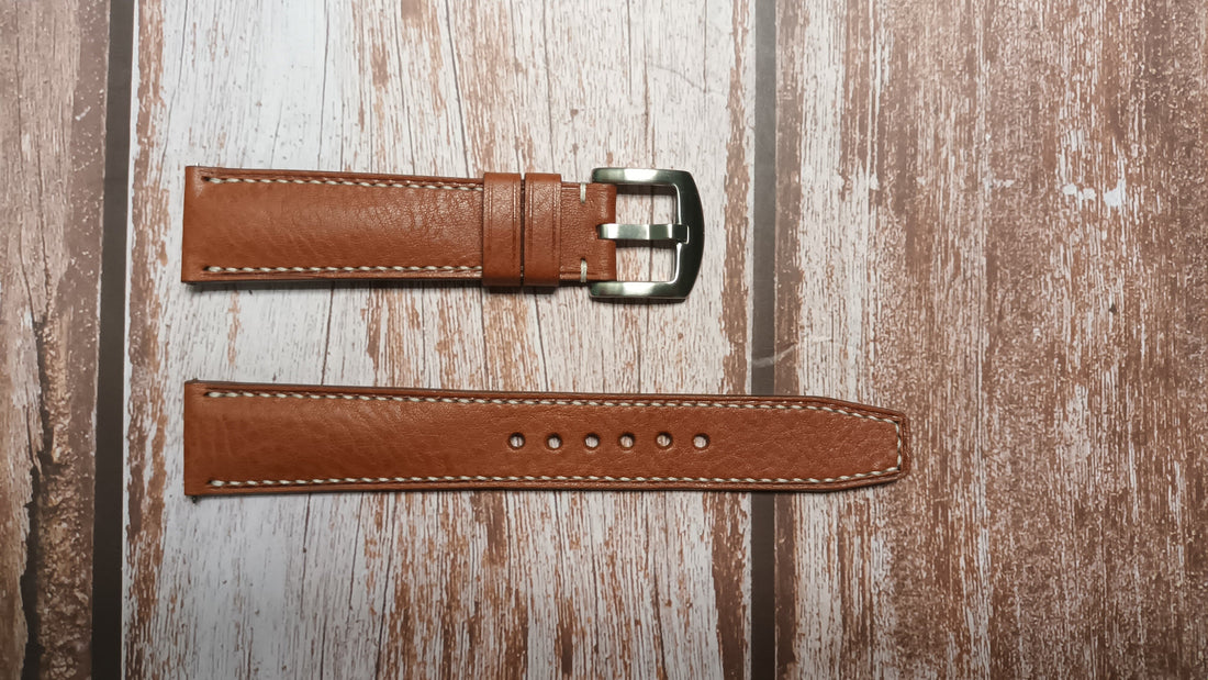 Brown Italian Veg Tanned Minerva Leather Strap For Orient Bambino Watch
