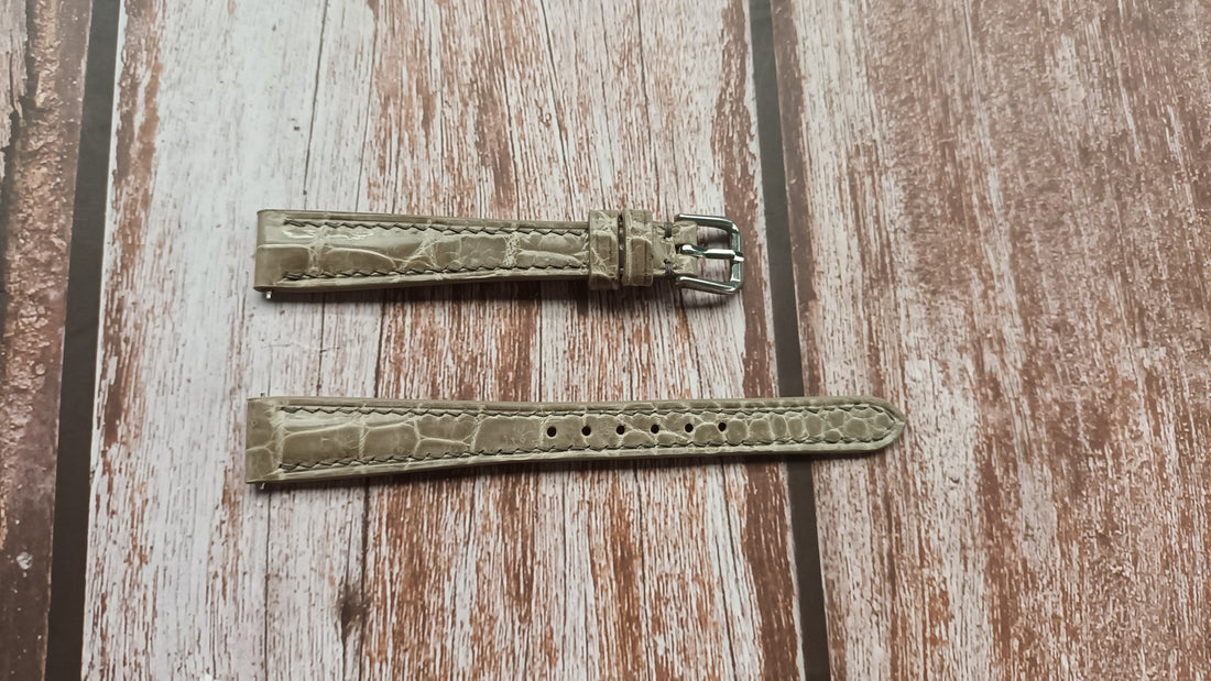 Gray Full Grain Crocodile Leather Strap For Oris Classic Date Watch