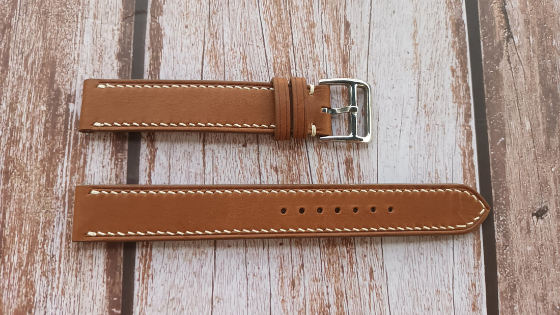 Brown Barenia Leather Strap For Timex Marlin Watch