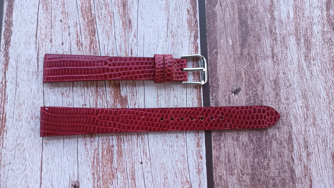 Red Full Grain Lizard Leather Strap For Gucci 3000m Watch