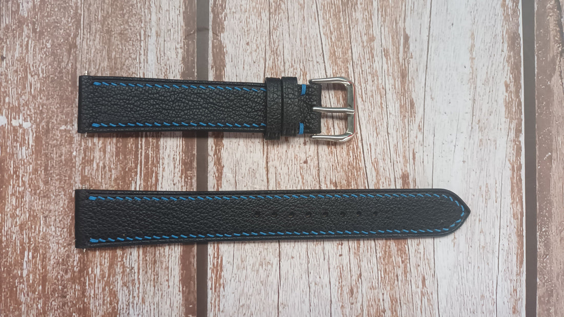 Black Alran Goat Leather Strap For Timex Peanuts Watch
