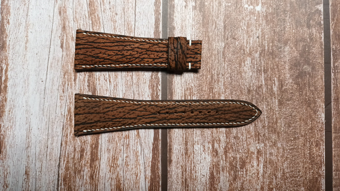 Brown Full Grain Shark Skin Leather Strap