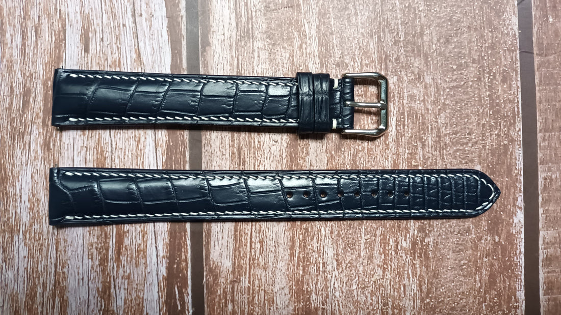 Dark Blue Full Grain Crocodile Leather Strap For Frederique Constantin Watch