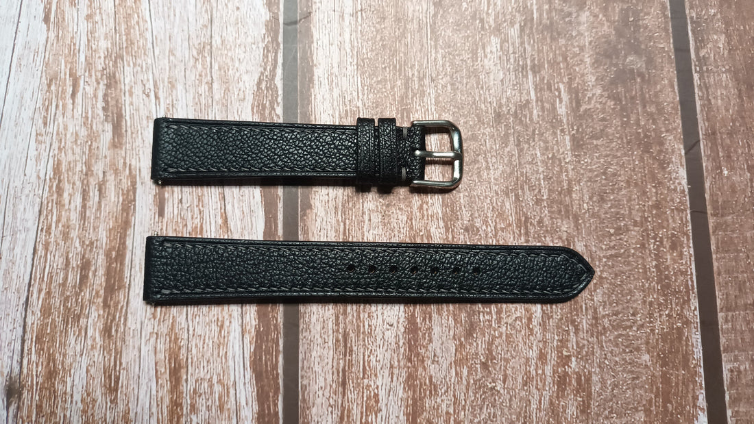 Black Alran Goat Leather Strap For Longines ULTRA-CHRON Watch