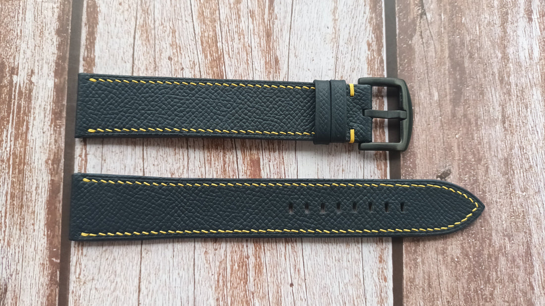 Navy Epsom Leather Strap For Citizen Men's Watch Blue Angels At8020-03l