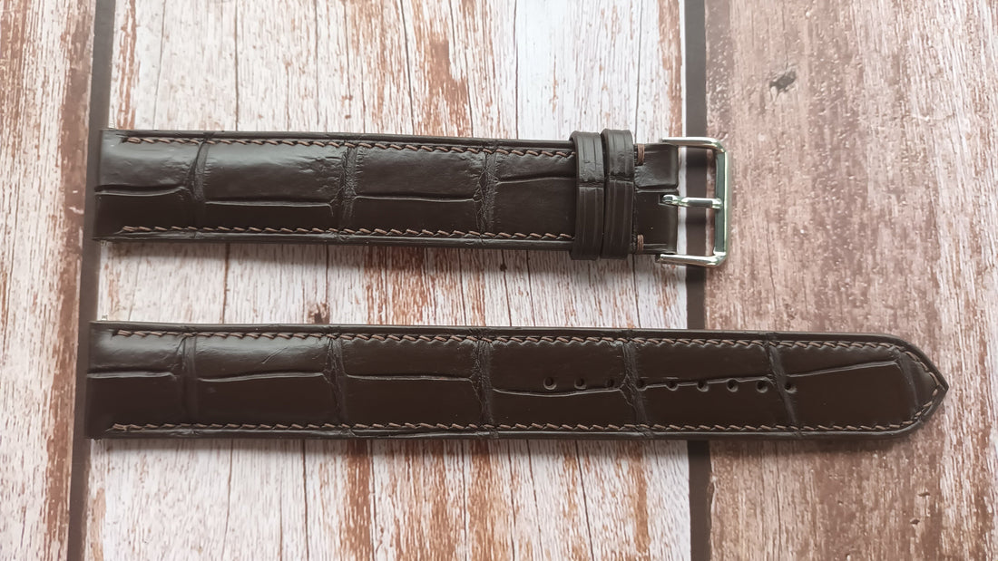 Brown Full Grain Crocodile Leather Strap For Orvis Watch