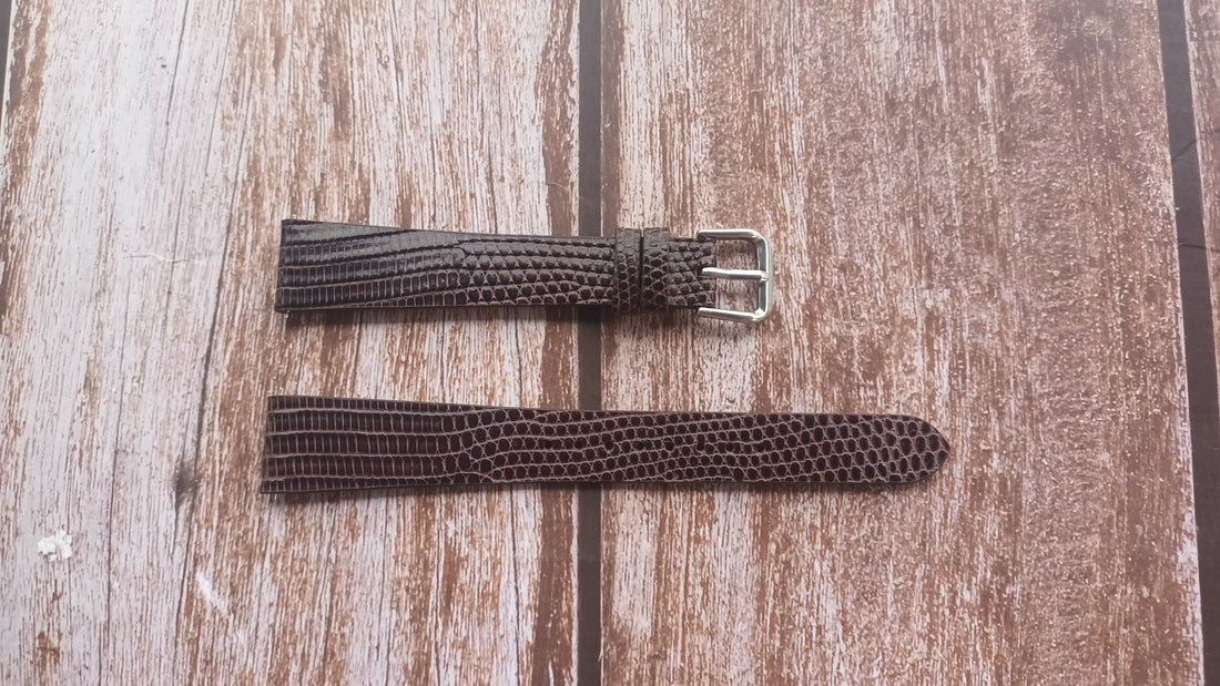 Dark Brown Full Grain Lizard Leather Strap For 1965 Omega Square Dress Watch