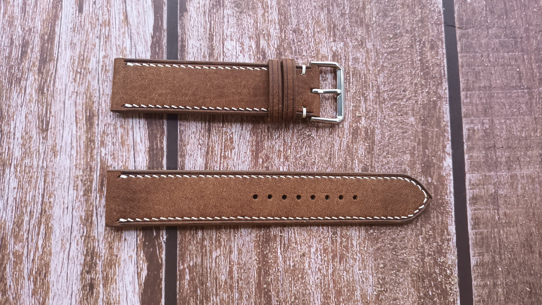 Whisky Maya Leather Strap For Hamilton 42 mm khaki field Watch