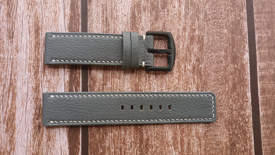 Gray Alran Goat Leather Strap For Garmin Epix Sapphire (Gen 2) Watch